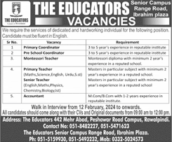 The Educators School Rawalpindi Jobs February 2024 Teachers & Others Senior Campus Latest