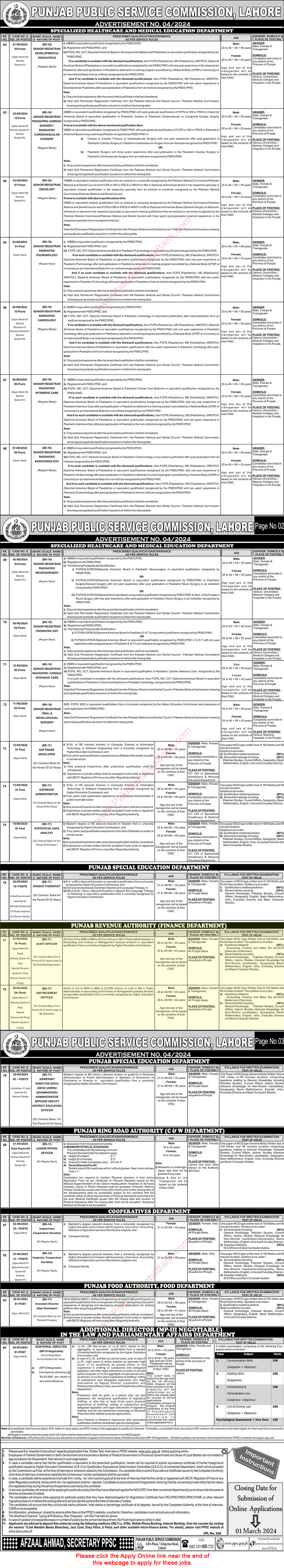 Punjab Revenue Authority Jobs February 2024 PPSC Online Apply Finance Department Latest