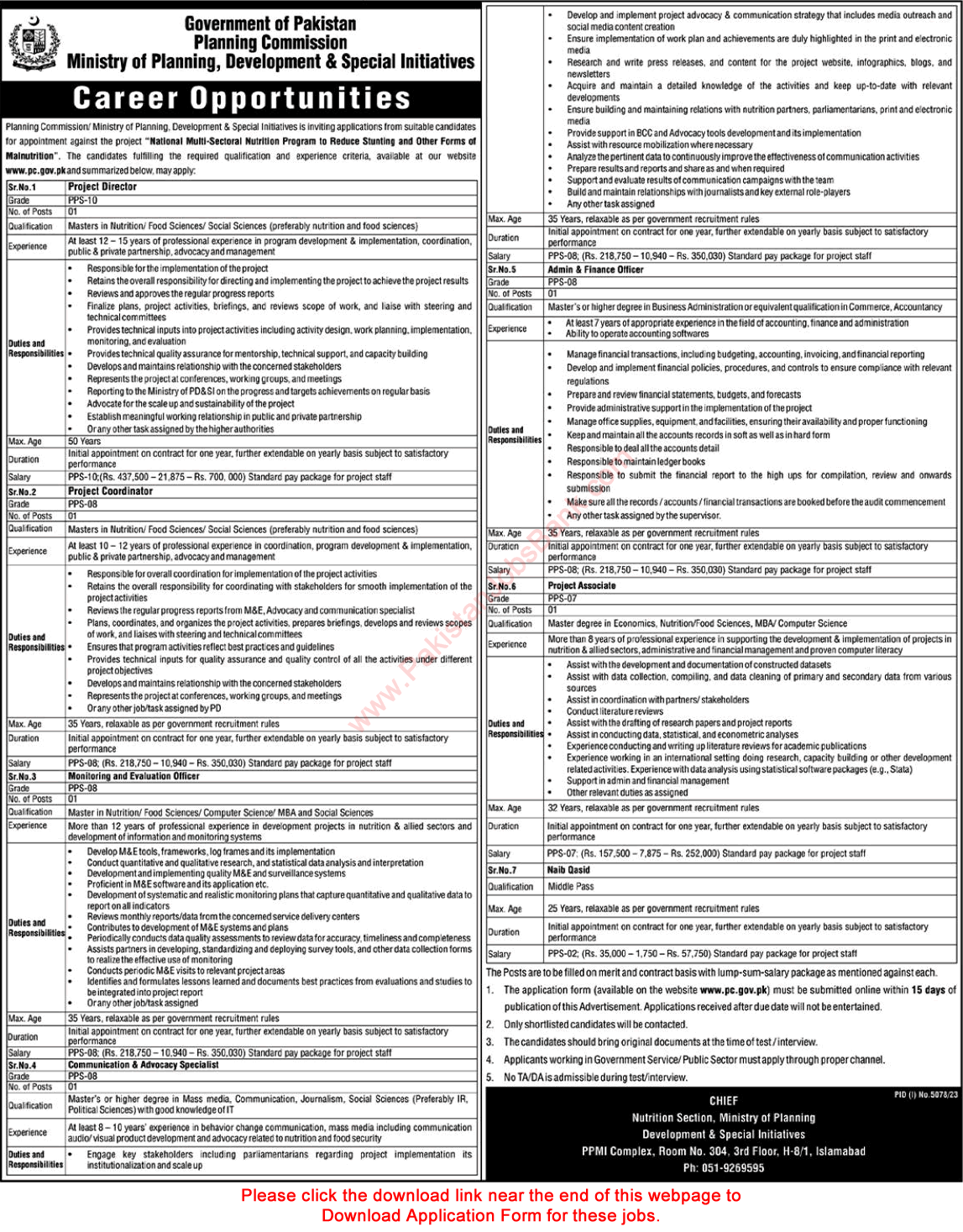 Ministry of Planning Development and Special Initiative Jobs 2024 February Application Form Planning Commission Latest