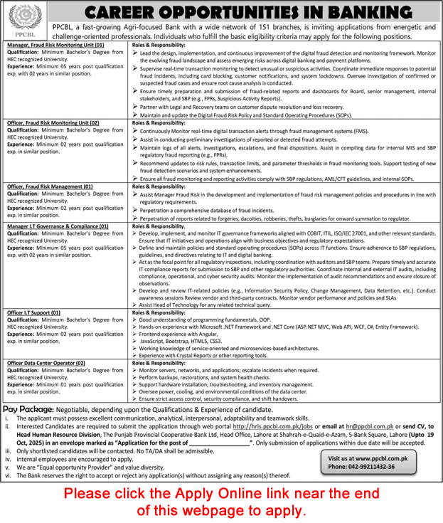 PPCBL Jobs October 2025 Apply Online IT Support Officers / Managers & Others Latest