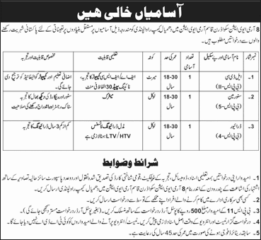 8 Army Aviation Squadron Rawalpindi Jobs 2026 February Clerk, Storeman & Driver Latest