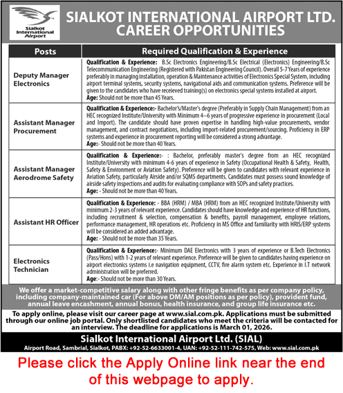Sialkot International Airport Jobs February 2026 Latest