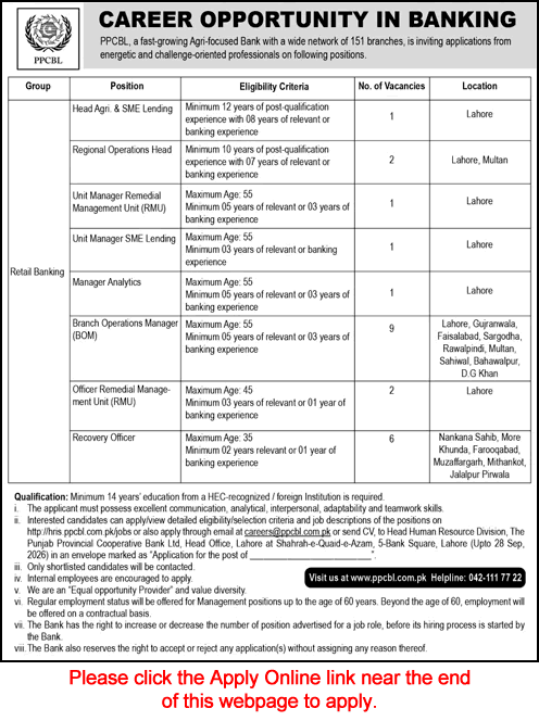 PPCBL Jobs September 2026 Apply Online Punjab Provincial Cooperative Bank Limited Latest