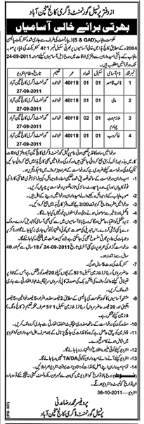 Job Opportunities in Govt. Degree College Mannchanbad