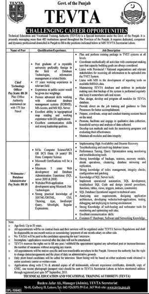 Challenging Job Opportunity in TEVTA