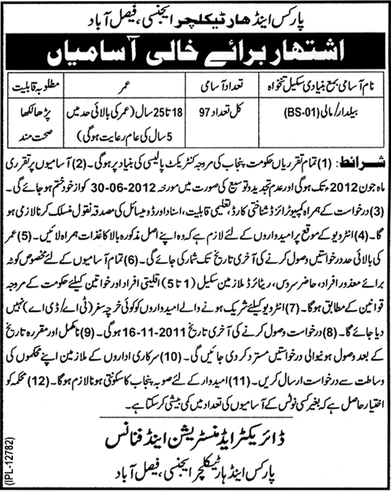 PHA Faisalabad Required Mali