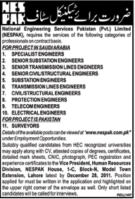 NESPAK Required Technical Staff