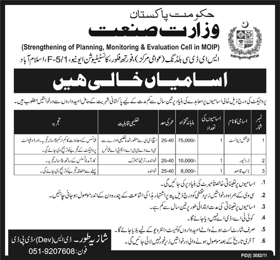 Ministry of Industry Pakistan Jobs Opportunity