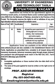 University of Engineering and Technology Taxila Required Driver