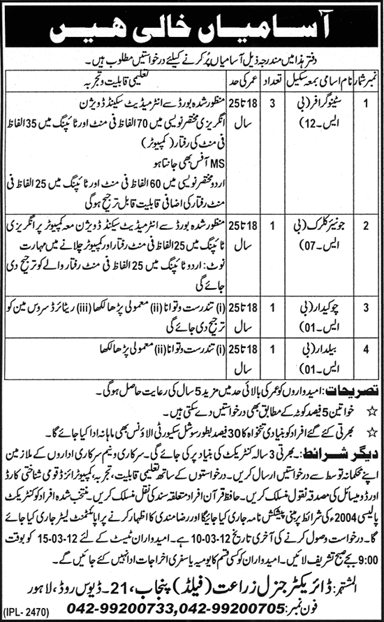 Agriculture Department, Punjab Jobs Opportunity