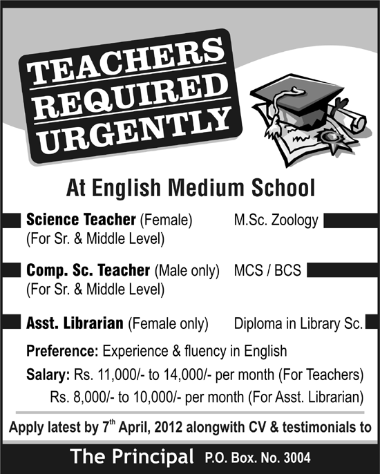 Teachers Required by an English Medium School