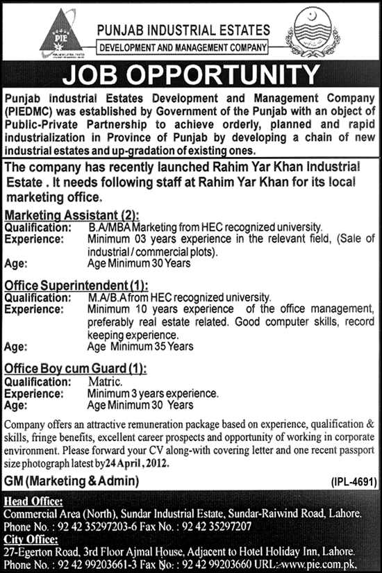 Punjab Industrial Estates (Govt.) Jobs