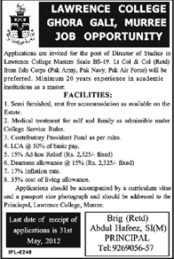 Job at Lawrence College Ghora Gali