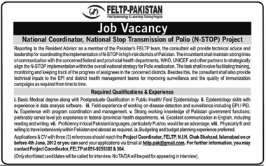 Job at FELTP-Pakistan