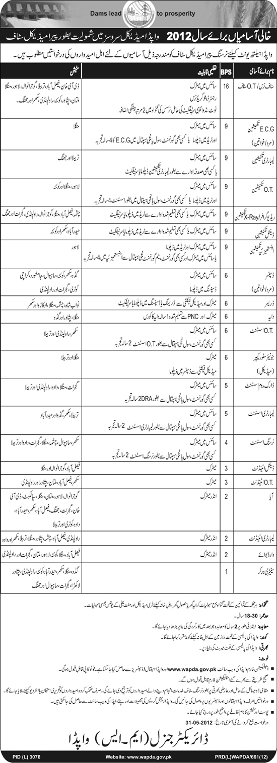 Medical Staff Required at WAPDA Health Unit