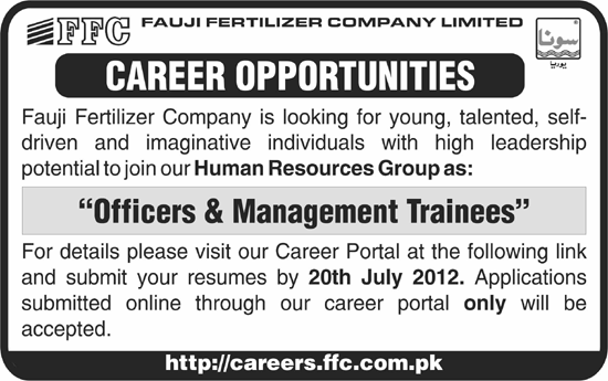 Join Fauji Fertilizer Company as Officer & Management Trainees (FFC)