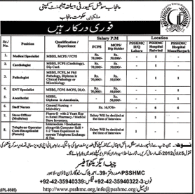 Doctors and Telephone Operator Jobs in Punjab Social Security Health Management Company (Govt. job)