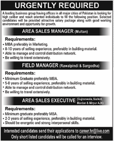 Sales and Marketing Management Staff Required