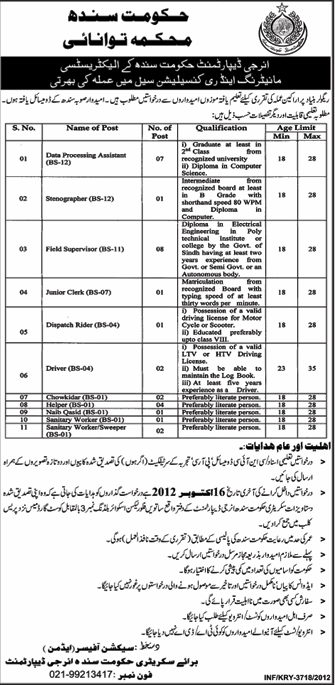 Energy Department Government of Sindh Jobs (Government Jobs)