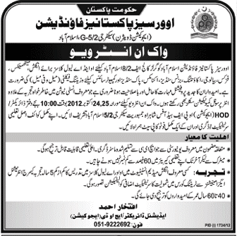 Walk in Interview in Overseas Pakistanis Foundation