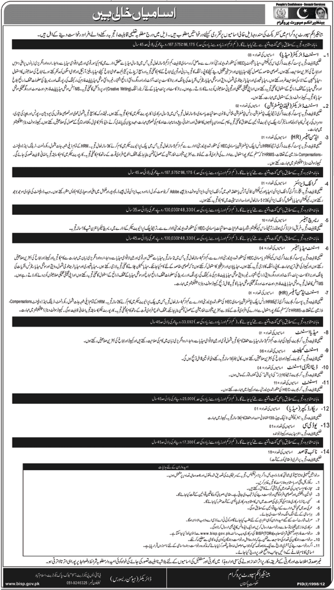 Vacancies in BISP 2012