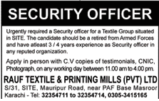 Job for Security Officer Daily Nawa-i-Waqt