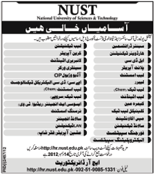 Jobs in NUST 2012