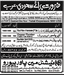 Jobs in Saudi Arabia 2012 for Pipe Fitters / Fabricators / Plumber / Welders