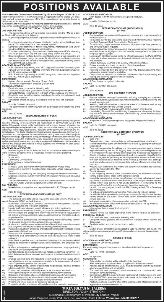 Jobs in SDWCLP December 2012