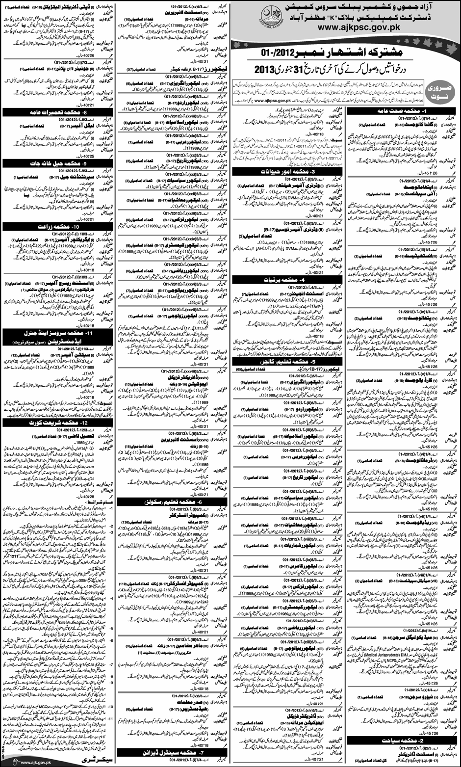 Public Service Commission Jobs in AJK Latest 22-December-2012 Ad