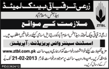 Jobs in Zarai Taraqiati Bank Limited 2013 for Assistant Senior Vice President Operations