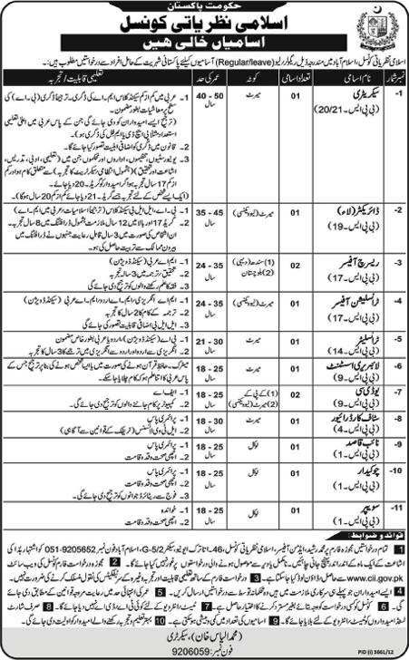 Council of Islamic Ideology Jobs 2013 Application Form Islami Nazriati Council