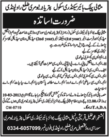 Teachers Jobs at Misali Public Higher Secondary School Murree