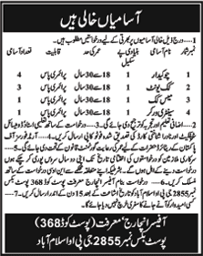PO Box 2855 GPO Islamabad Jobs March 2013