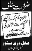 Salesman Jobs in Multan 2013 Latest at Mughal Dari Store / Shop