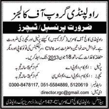 Teaching Jobs in Rawalpindi 2013 June Latest Teachers / Principal at Rawalpindi Group of Colleges (Girls Campus)