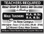 Teaching Jobs in Multan November 2013 at Nishat Group of School & Colleges Latest
