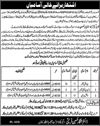 Medical Officer Jobs in Health Department Multan 2014 November Latest Advertisement