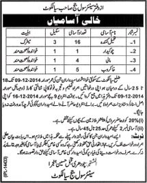 Civil Courts Sialkot Jobs 2014 November Tameel Kuninda, Mali, Khakroob & Chowkidar