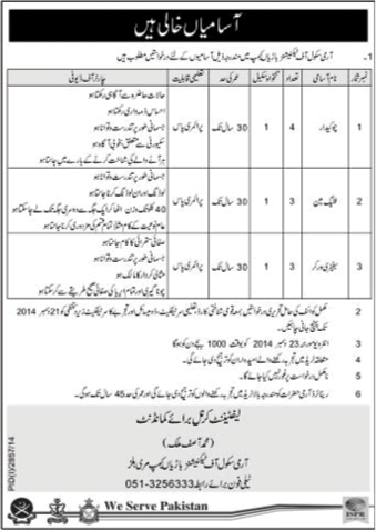 Army School of Technicians Barian Murree Jobs 2014 December Chowkidar, Flagman & Sanitary Worker