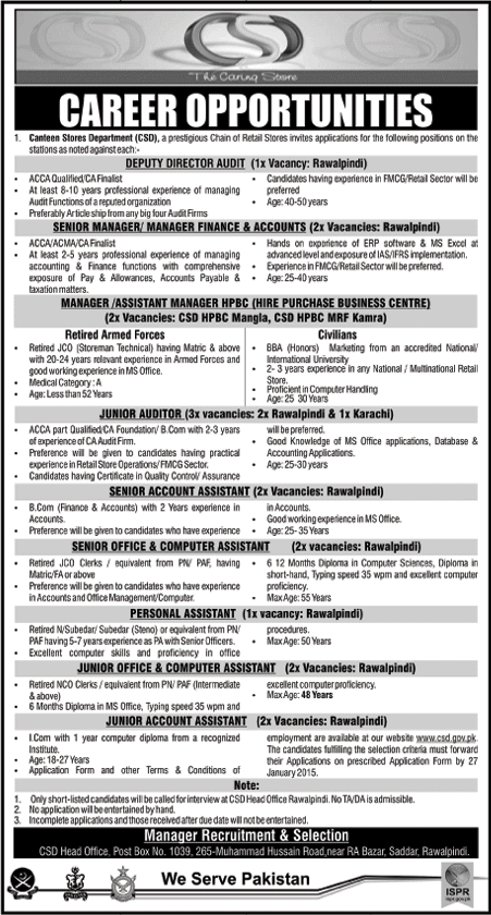 Canteen Stores Department Jobs 2015 CSD Application Form Download