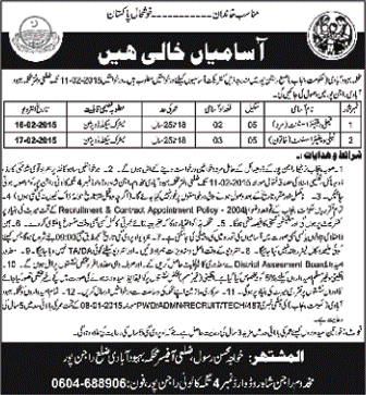 District Population Welfare Office Rajanjpur Jobs 2015 for Family Welfare Assistant