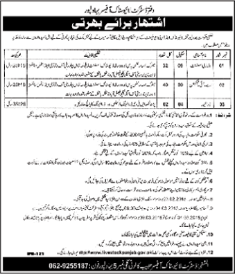 District Livestock Office Bahawalpur Jobs 2015 February AI Technician, Veterinary Assistant & Driver