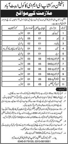 Station Workshop EME Kakul Abbottabad Jobs 2015 February Civilians for Pak Army Latest