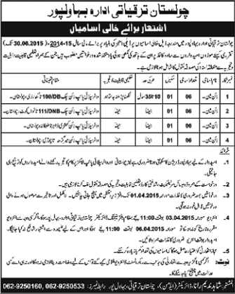 Lineman Jobs in Cholistan Development Authority Bahawalpur Jobs 2015 March Water Supply Pipelines