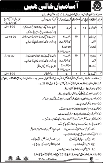 Sindh Regiment Center Hyderabad Jobs 2015 March Clerks, Stenotypists & Cooks Latest