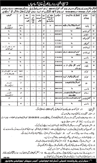 Special Education Department Bahawalpur Jobs 2015 May Naib Qasid, Khakroob, Chowkidar, Lab Attendant & Others