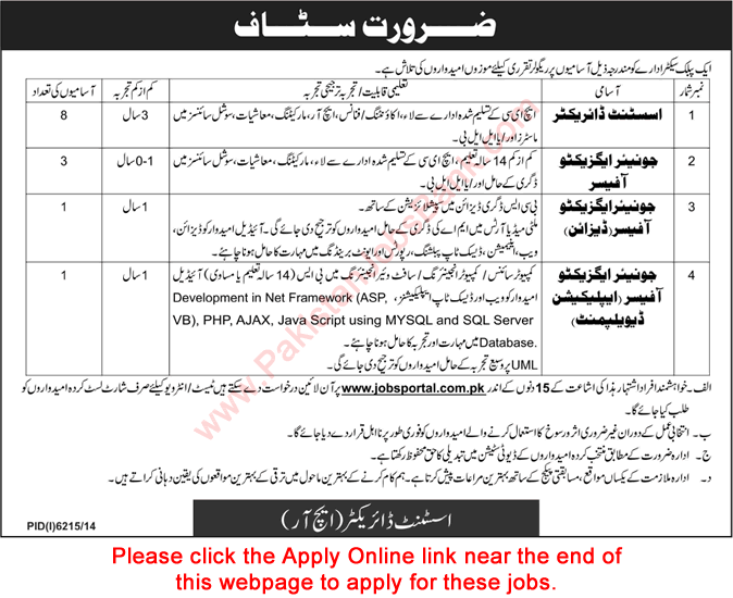 www.jobsportal.com.pk Apply Online 2015 May Jobs in Public Sector Organization Latest