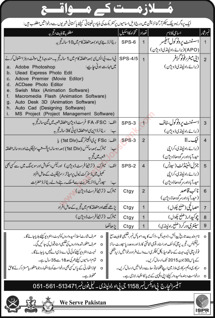 PO Box 1158 GPO Rawalpindi Jobs 2015 June in Progressive Public Sector Organization Latest