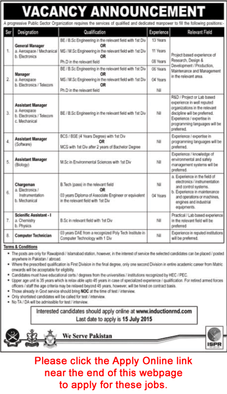 www.inductionrnd.com Jobs 2015 July Apply Online Public Sector Organization Latest / New